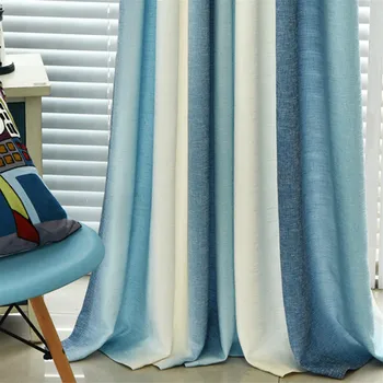 

Blue Striped Printed Blackout Curtains for Living Room Modern Window Blinds for Married Room Study Room Kids Cortinas