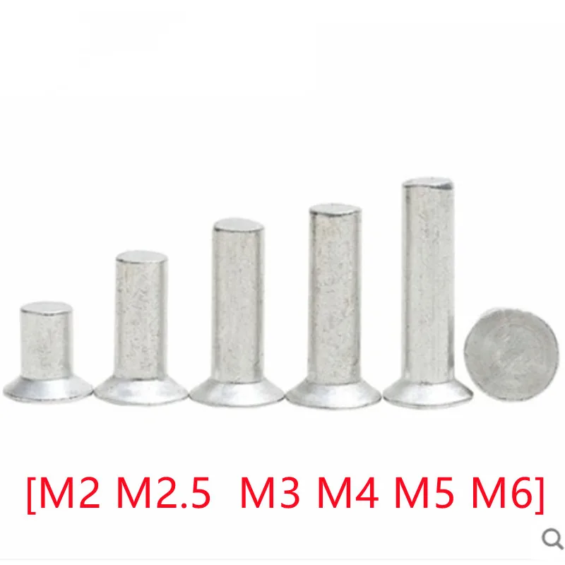 Rivets and Fasteners Rivets and Screws M2 M2.5 M3 M4 M5 M6 Aluminum Countersunk Head Rivets 20pcs-100pcs GB869