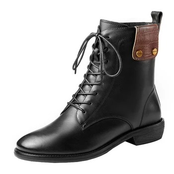 

Female 100% Genuine Leather Motorcycle Boots New Night Club low heels Shoes Woman Autumn Winter Punk Women Ankle Boots