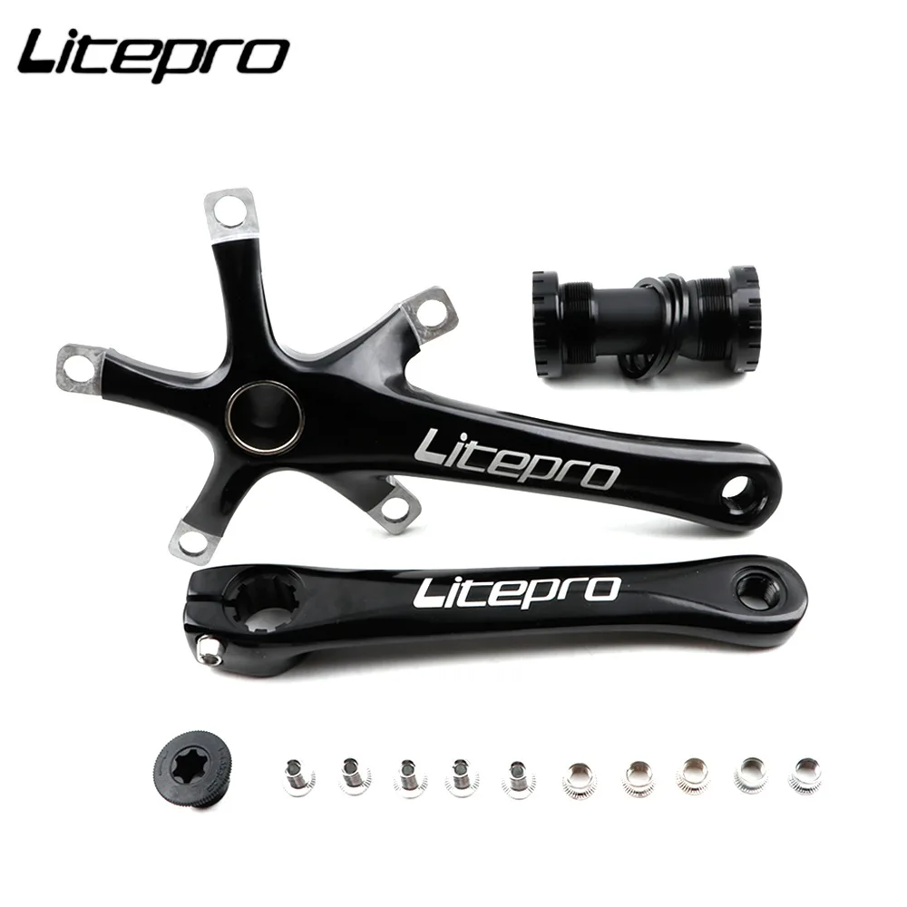 

LP Folding Bicycle One-piece Hallow Crank Crankset Litepro Hallow Crankset Modified SP8 with Medial Axis