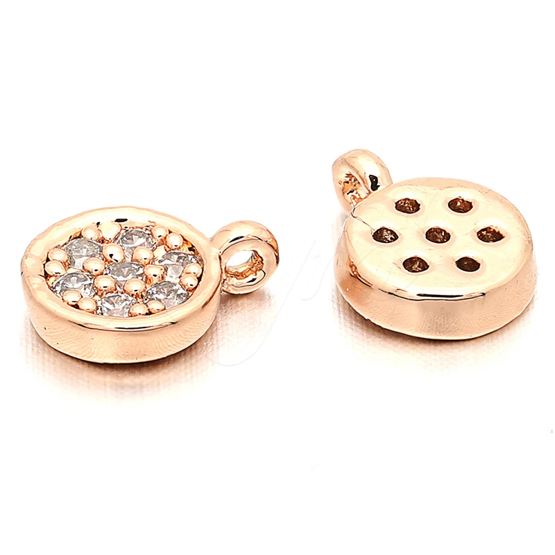 6 мм * 8 латунь кубический цирконий круглый металлический микро инкрустация