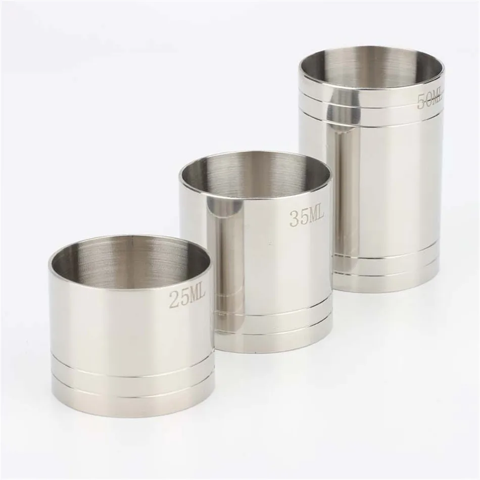 

SEAAN Stainless Steel Thimble Wine Spirit Measures Jigger 25/35/50ml Measuring Cup 3 Bar Measure Measuring Wine Glass