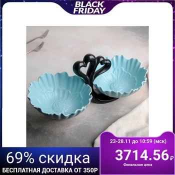 

Fruit bowl, 2 sections "Hearts", 40 × 19 × 19 cm, blue