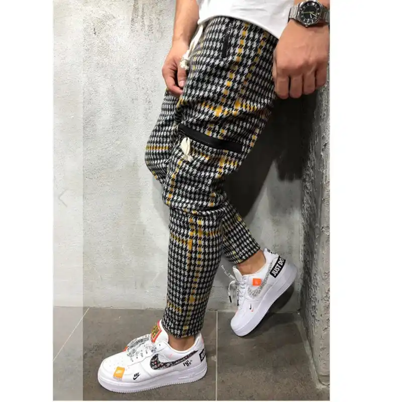 plaid ankle pants men