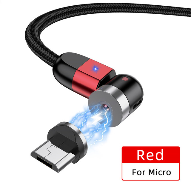 2m LED 540 Rotate Magnetic Cable Micro Type C Phone Cable For iPhone12 Pro XS Max Samsung Xiaomi USB C Cord Wire Cable