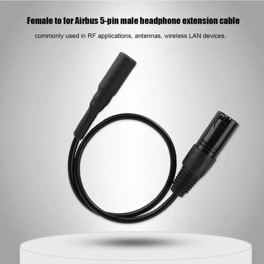 

For Airbus Female to 5Pin Male Cable Adapter 63cm Length Earphone Converter Cable