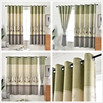

Kids Christmas Curtains for Living Room Funny Elk Print Darkening Sound Insulation 100x200cm Short Blackout Window Curtain Panel