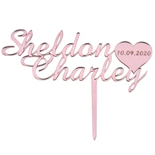 Персонализированные Выгравированные украшения для свадебного торта из акрила, дерева, дерева, на заказ, украшения для торта, любовь, сердце, для свадебного подарка, вечерние украшения