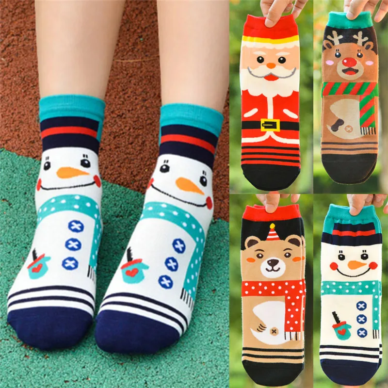 1 Pair Cotton Sock Cute Santa Claus Deer Snowman Shape Holiday Party Accessories Women Socks Christmas Warm Soft