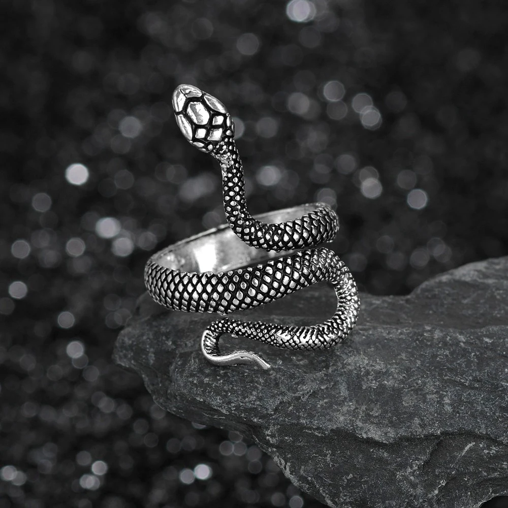 Rings for Men Women Punk Goth Snake Dragon Silver Plated Ring Exaggerated Adjustable Chic Party Gift Jewelry Mujer Bijoux - Image 6