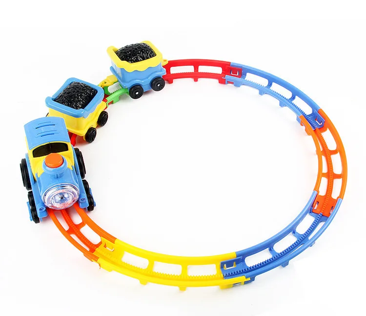 Детская игрушка подвижный Поезд Локомотив трек игрушки для мальчиков девочек DIY перевернутый электрический вагон с подсветкой Музыка