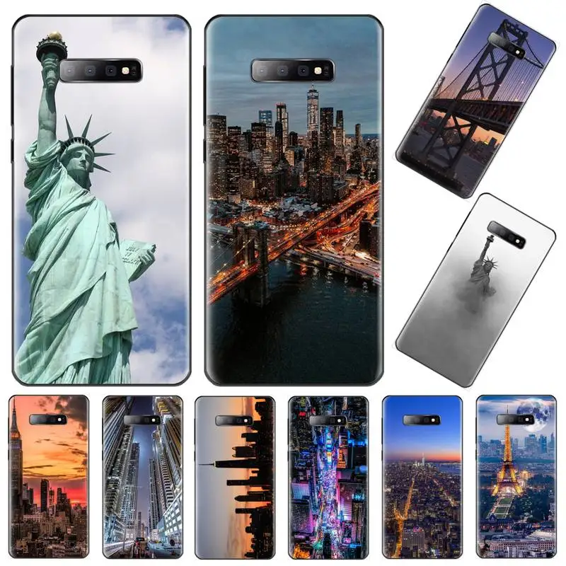 Статуя Свободы в Нью-Йорк Чехол черный чехол для телефона Samsung S6 S7 край S8 S9 S10 e plus A10