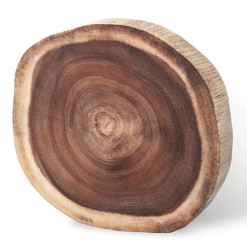 

Acacia Wood Cutting Board, Whole Wood Round Home Use Mini Fruits Chopping Blocks Mildew Proof Tableware Rustic Style
