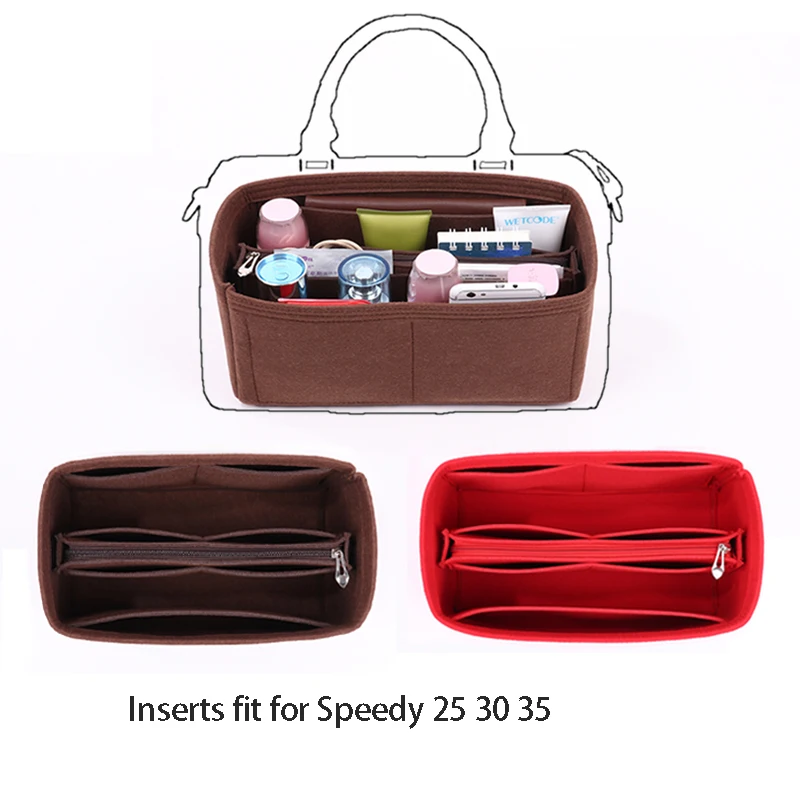 For SPEEDY 25 30 35 Felt Insert Bag Women Insert Organizer Handbag  Organizer with pockets for Cosmetics Makeup Bag Organizers - AliExpress