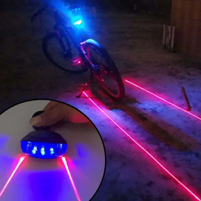 Luci di bicicletta per bicicletta Fari posteriori LED d'avvertimentu di sicurezza laser Luci di bicicletta 1