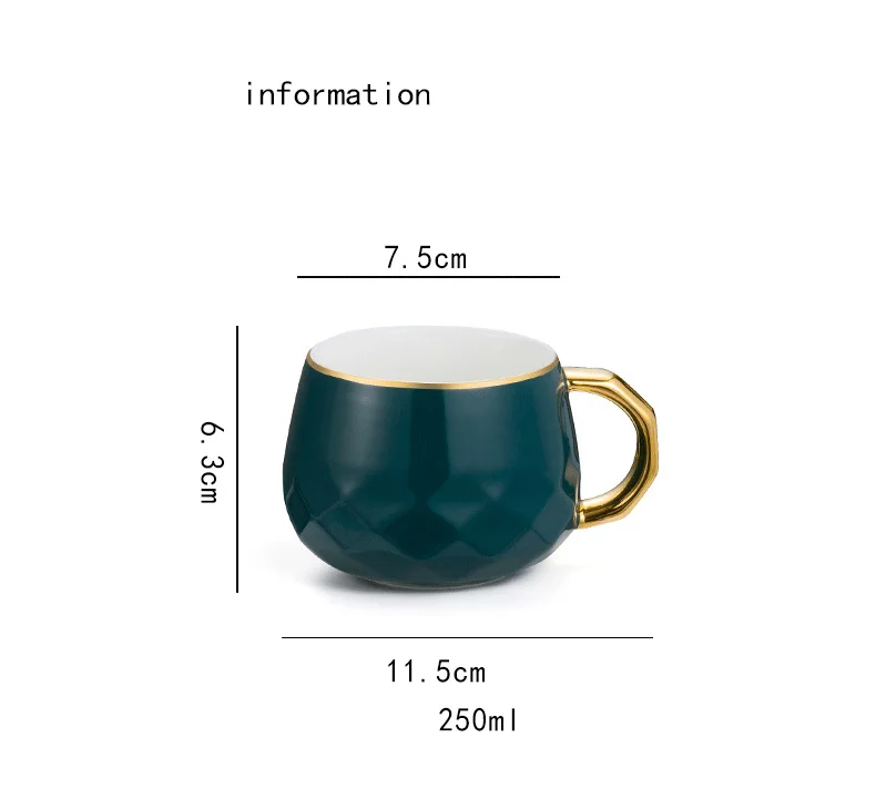 Зеленая Скандинавская керамическая кофейная чашка европейская роскошная послеобеденная чайная чашка с десертной тарелкой и ложкой
