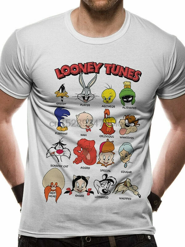 

3286 Faces T-Shirt Looney Tunes Wile E Coyote Road Runner Taz Daffy Duck Tweety