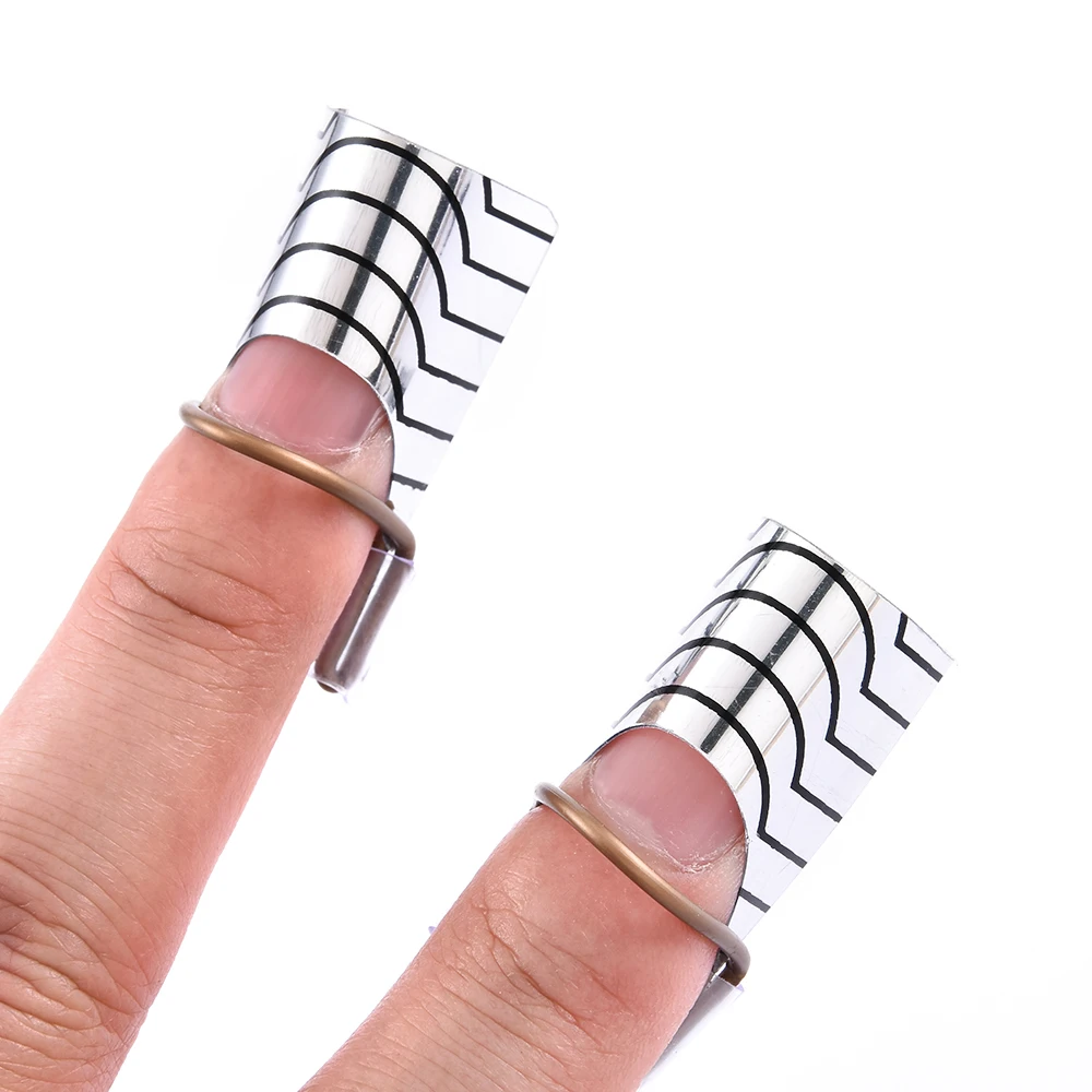 10Pcs 재사용 가능한 알루미늄 네일 확장 팔레트 팁 양식 네일 아트 확장 스티커 빌더 양식 가이드 스텐실 매니큐어 도구