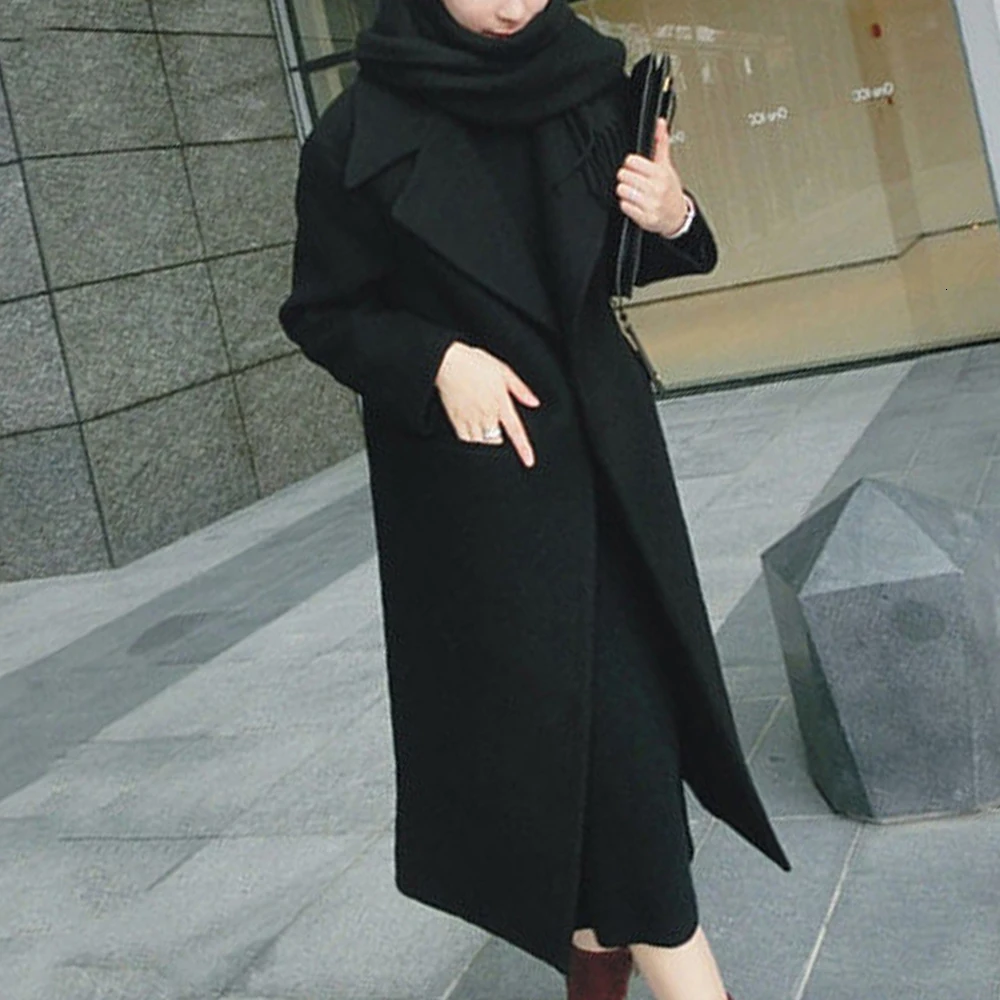 Женское шерстяное пальто, зимняя Корейская версия, тонкое длинное пальто, длинный рукав, костюм с воротником, Женское пальто, верхняя одежда, кардиган, топы