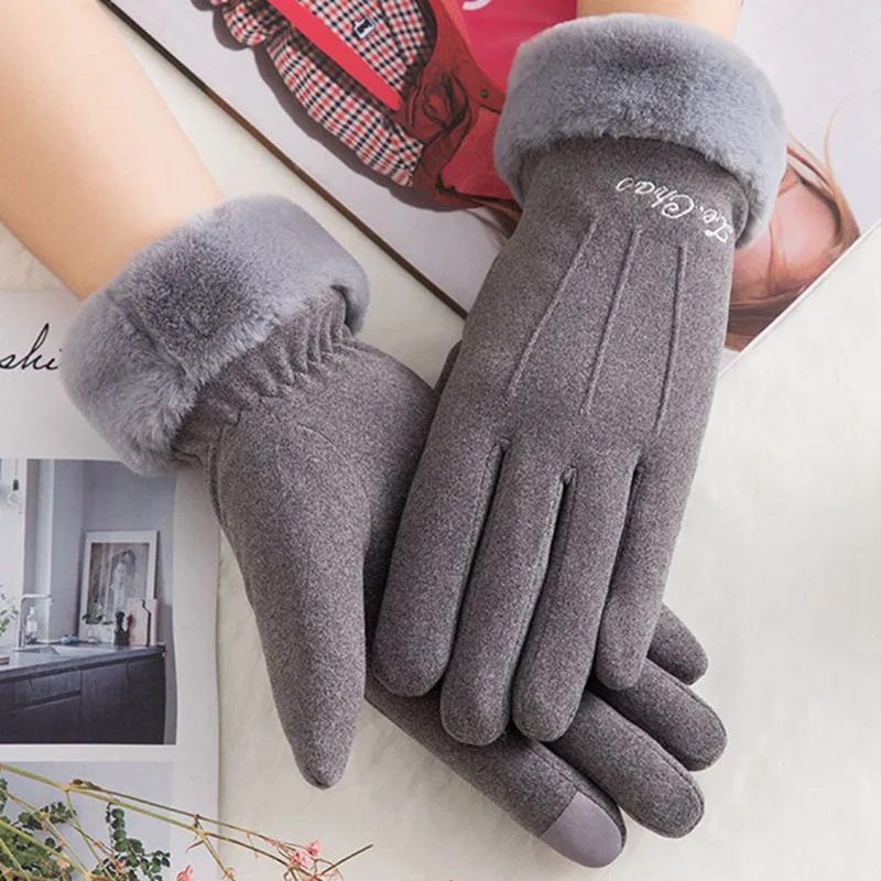 Классические Luvas De Inverno женские модные зимние уличные спортивные теплые перчатки варежки Eldiven однотонные розовые Guantes Femme - Цвет: GY