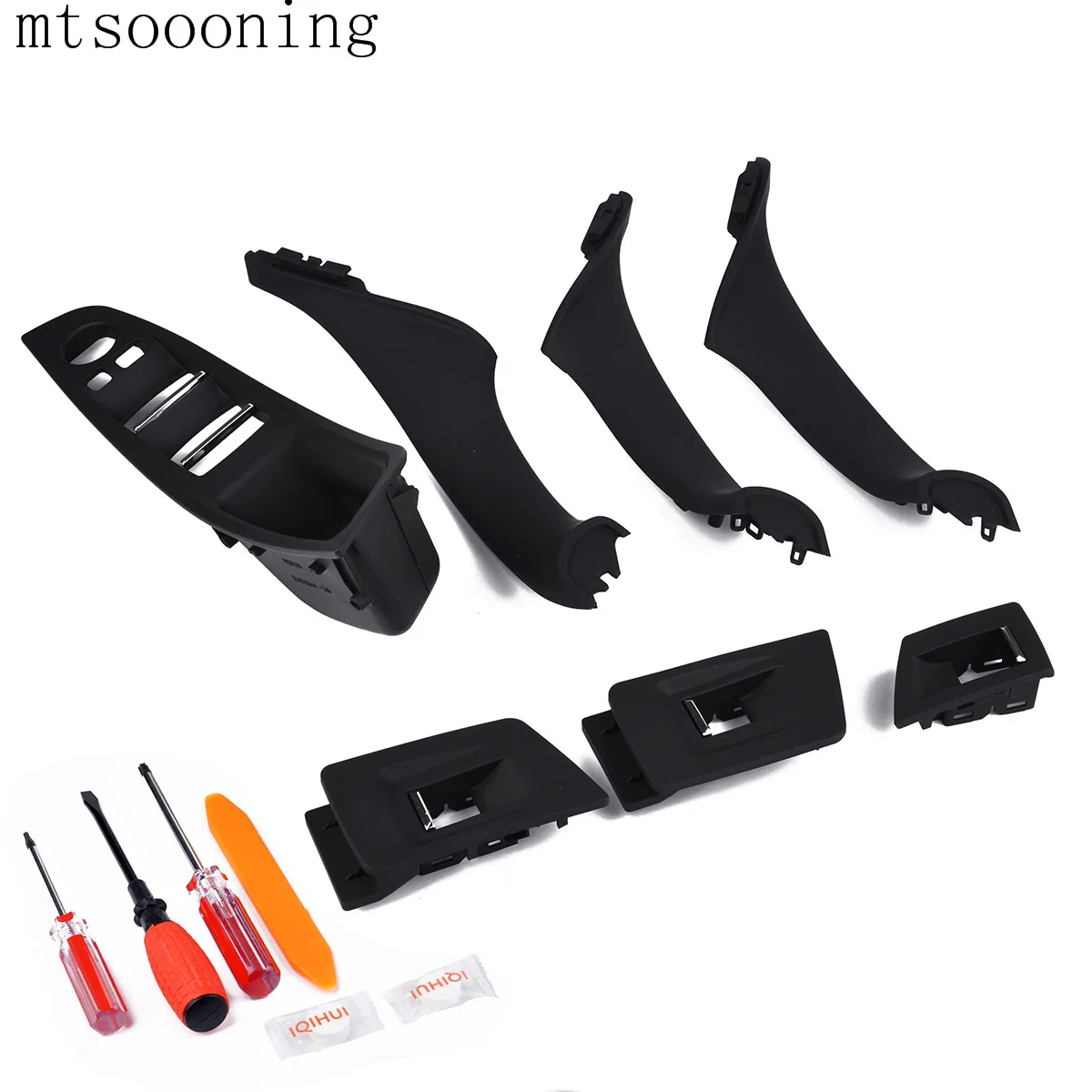 Black 7PCS Door Handle Window Switch Panel for BMW 5 Series F10 F18 520 523 525 Car Interior Inner Pull Trim | Автомобили и