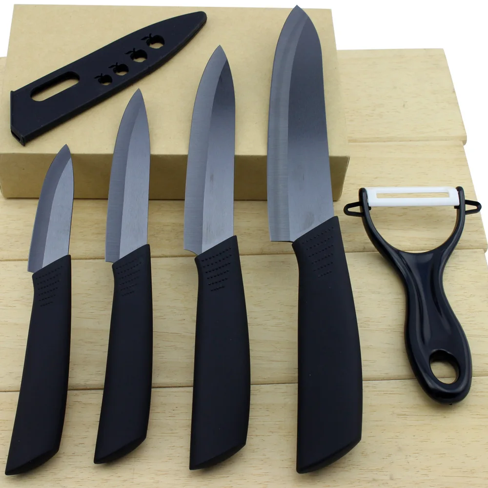 

Kitchen Black Ceramic Knife 3 4 5 6 inch Peeler Set with Cover Kitchen New