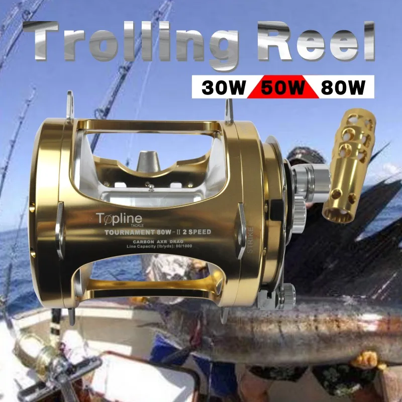 US $220.00 Big Game Fishing Reel 2 Speed Reel Lever Power Drag 361131 4BB 50lbs Trolling Reel Fishing Tackle Sea Conventional Reel