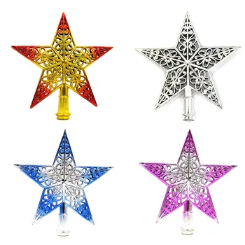 

The sparkling star on the top of the Christmas tree The star decorated by the three-dimensional hollow Christmas tree top hat