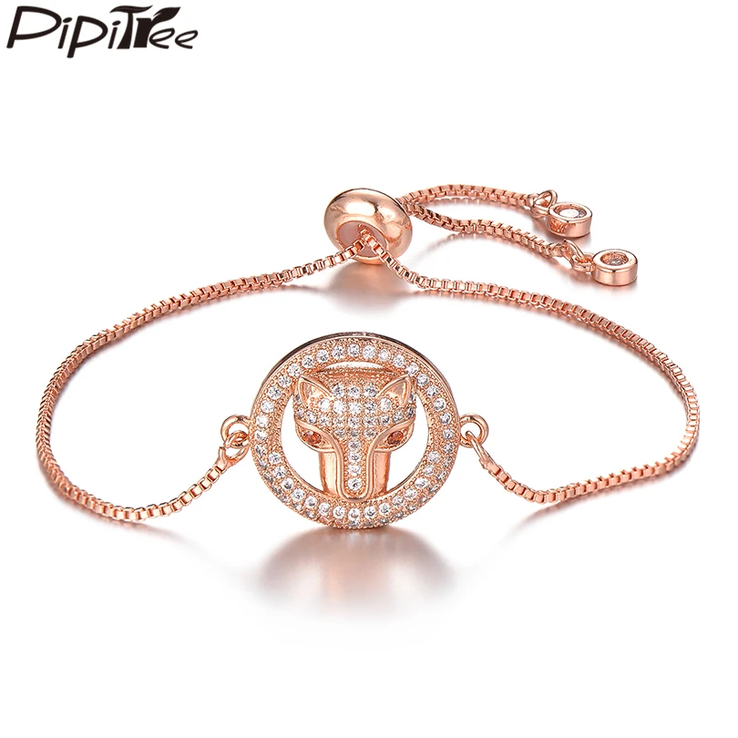 

Pipitree Full Micro Paved Cubic Zirconia Leopard Bracelets Circle Charm Adjustable Chain Bracelet Bangle Women Men Jewelry Gift