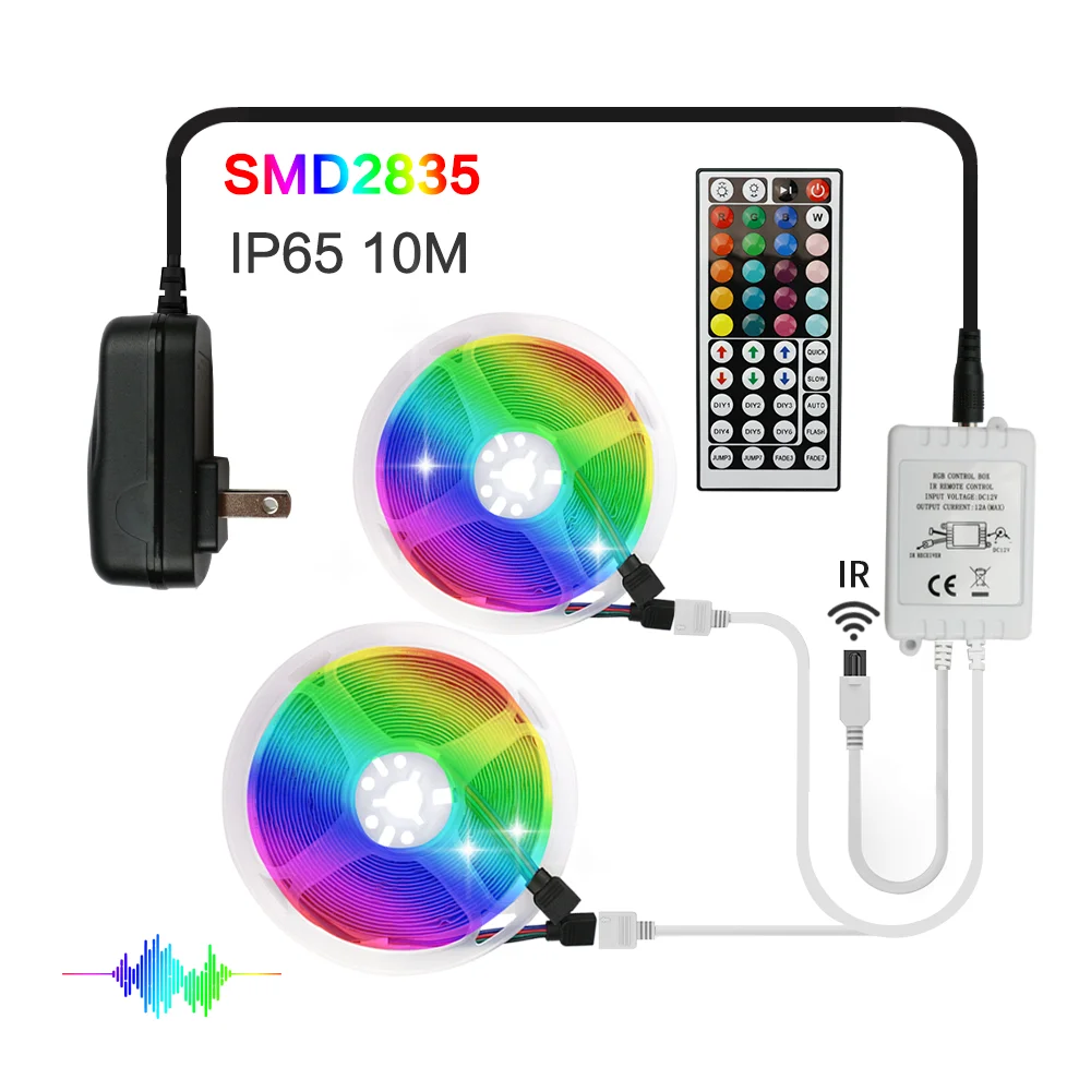 СВЕТОДИОДНАЯ лента SMD 2835 12 В освещение для комнаты водонепроницаемая RGB 5 м 10 цветная меняющаяся неоновая с 44