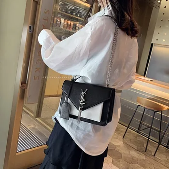 

Small ck female bag 2020 new shoulder bag chain bag foreign style texture tassel oblique small square bag tide