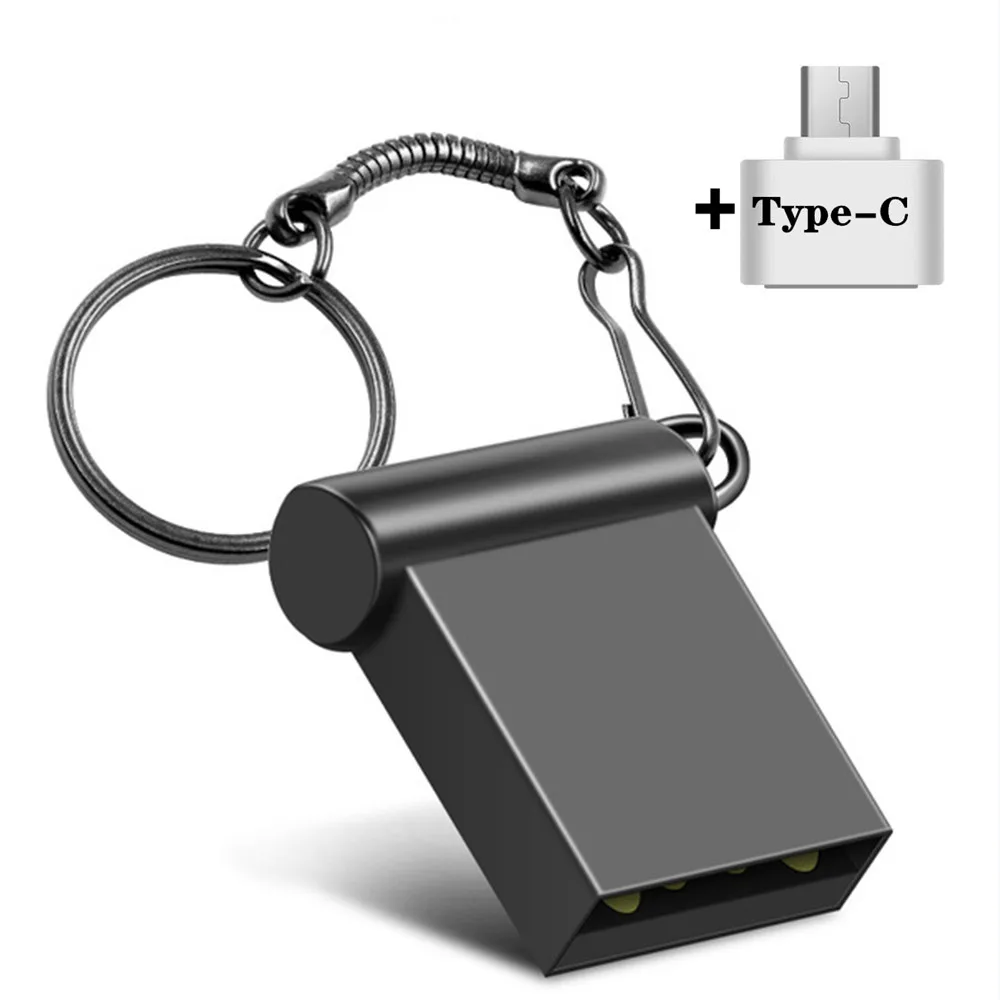 

Pen Drive 2 IN Type-C Portable Keychain Usb Flash Drive Mini Metal Flash Drive 4GB 8GB 16GB 32GB Pendrive 64G U Disk