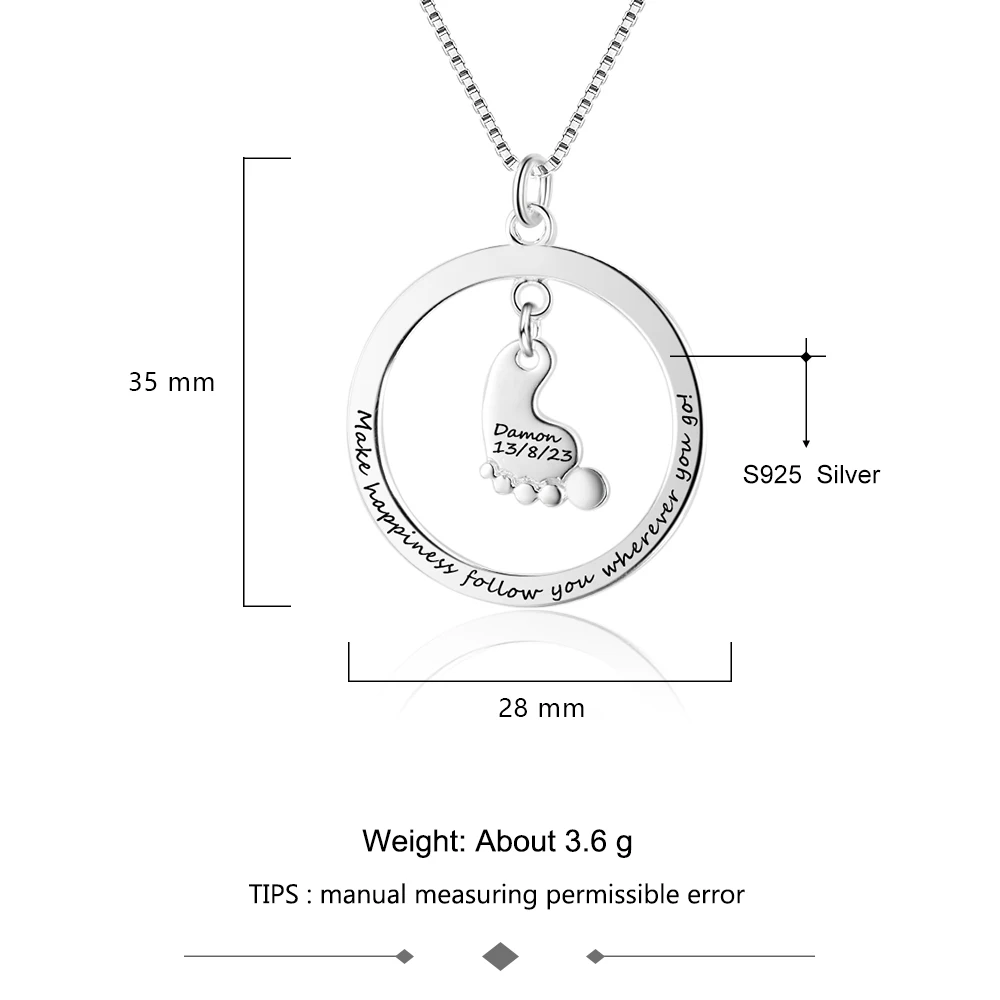 Персонализированные пользовательские детские ножки ожерелье из стерлингового серебра 925 пробы милое ожерелье «отпечаток лапы» Для женщин мамы ювелирные украшения(Lam Hub Fong