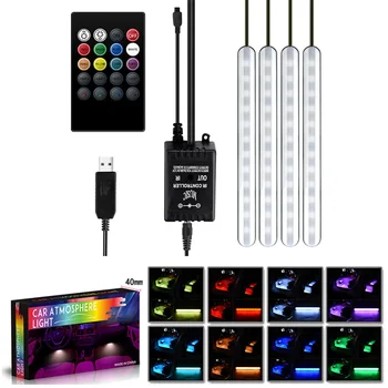 

LED Atmosphere Light Decor USB Interface With Remote Control Parts Car 4Pcs