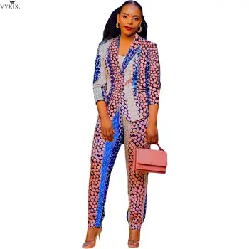 

Tracksuit Full Sleeve Dot Print Blazers Pants Suit Two Piece Set Office Suits Outfit Uniform Women's Set Ensemble Femme 2 Pieces