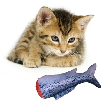 

Pet Cat Soft Plush Fish Tail Chew Toy Catnip Fish Stuffed Pillow Doll Simulation Fish Playing Toy Cats Interactive Toy