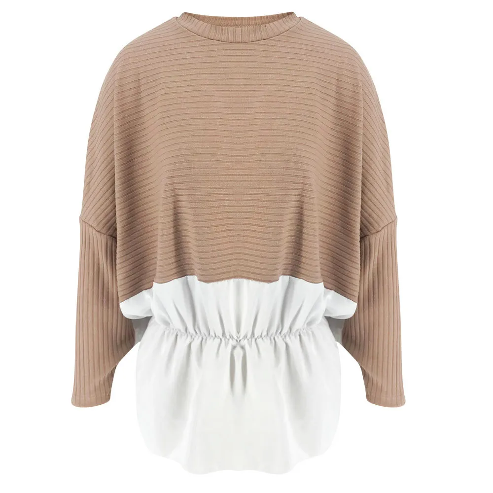 Зимняя мода, кружевное платье, джемпер, свитер в стиле пэчворк Свободная рубашка Повседневное уличная женские блузы с длинным рукавом пуловер