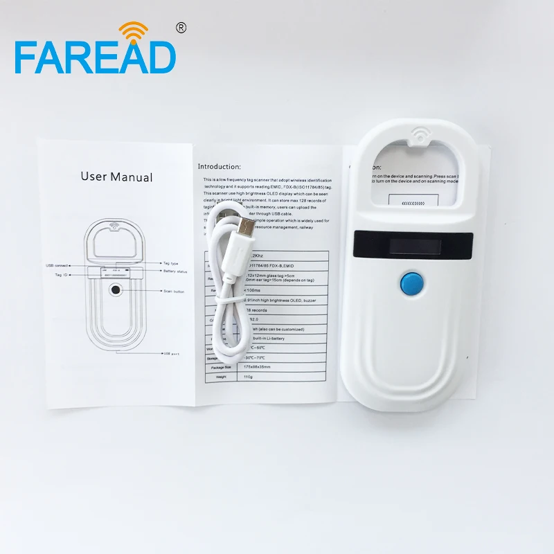 ПЭТ сканер ISO11784/5 FDX B животное ID чип читатель чипа USB ручной RFID микрочип для собаки