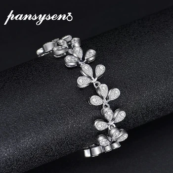 

PANSYSEN Classic 100% 925 Sterling Silver Created Moissanite Diamond Gemstone Bangle Bracelets for Women Wedding Fine Jewelry