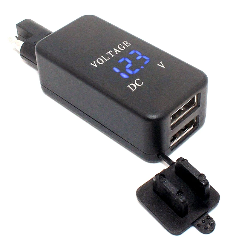 12-24V Dual Port Digital Portable Durable Phone Charging Voltmeter Car Motorcycle UV Easy To Use SAE To USB