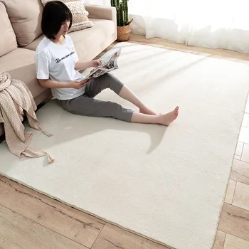 

Nordic Bedroom Solid White Fur Carpet Living Room Full Floor Mat Sofa Coffee Table Area Rug Home Lamb Cashmere Non-Slip Foot Mat