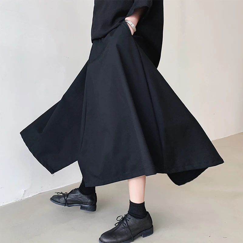 Summer Black Men's Skirt Pants Large Wide Leg Loose Casual Pants New Casual Fashion Large Wide Leg Black Fashion