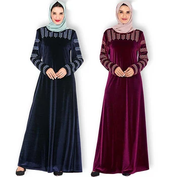 

Plus Size Winter Velvet Abaya Dubai Hijab Muslim Dress Islamic Clothing For Women Caftan Kaftan Turkish Dresses Ramadan Kleding