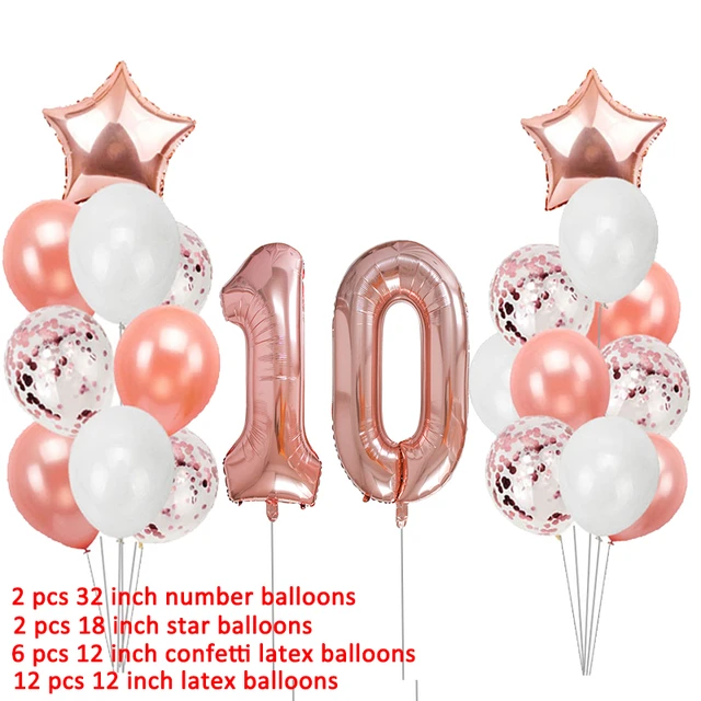 Palloncini di 10 anni decorazioni di compleanno forniture per feste di buon  compleanno per bambini Baby Boy Girl lattice di lamina in oro rosa -  AliExpress