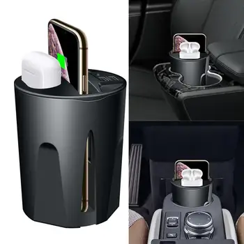 

3 in 1 Car Mobile Charger Usb Charger 12v Universal Car chargers Wireless Smart charger Cup with Dual USB for Airpods QI Charger