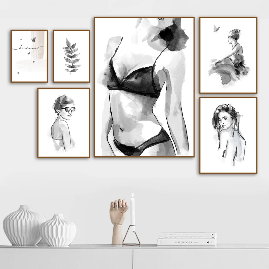 Abstract Fashion Sexy Girl Butterfly Wall Art Canvas Painting Nordic Posters And Prints Pictures For Living Room Home Decor | Дом и сад