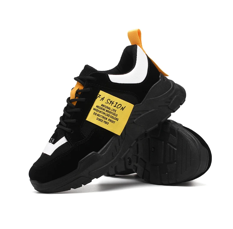 Breathable air mesh sneakers anti-slip waterproof PU shallow vulcanize shoes  lace-up wear-resistant chunkey shoes, balck white patchwork outdoor sports shoes (21)