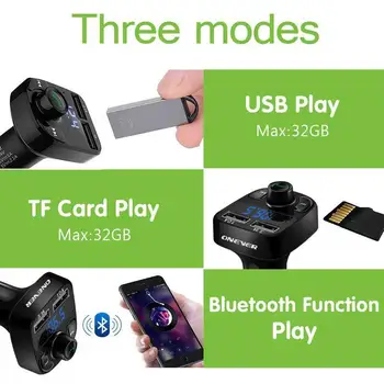 

Hot Onever Dual USB Car FM Transmitter Aux Modulator Bluetooth Car Kit Car Audio MP3 Player With 3.1A Quick Charge Car Charger