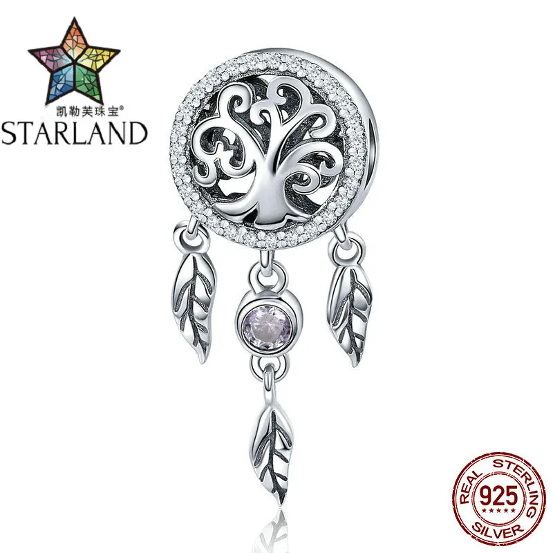 Starland 925 пробы Серебряный держатель Ловец снов семейное дерево бусины подходят для женщин очаровательные браслеты ожерелья DIY ювелирные изделия