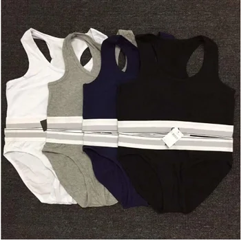 

2020 European and American popular women's sports bra set Pure Cotton Briefs T-String Panties Underwear Set